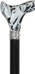 Black Onyx Swirl RIGHT Ergonomic Cane, black wood shaft 38" - Canes Galore
