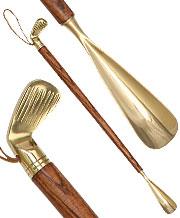 Brass Putter Head Shoe Horn in Ash Wood - Canes Galore