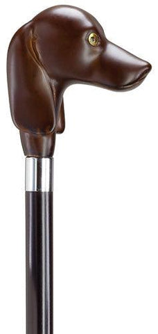 Dachshund Dog with Glass Eye Walking Cane on Black shaft, 36