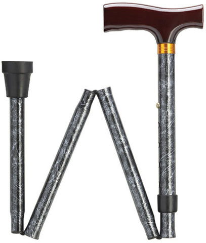 Black Marble Travel Folding Adjustable Aluminum Walking Cane 33-37