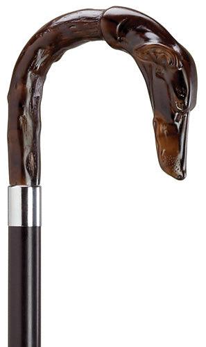 Russian Hound Dog Crook Handle Walking Cane on Black shaft 36" - Canes Galore