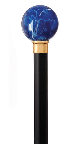 Sophisticated LAPIS BALL TOP Walking Stick, black shaft 36