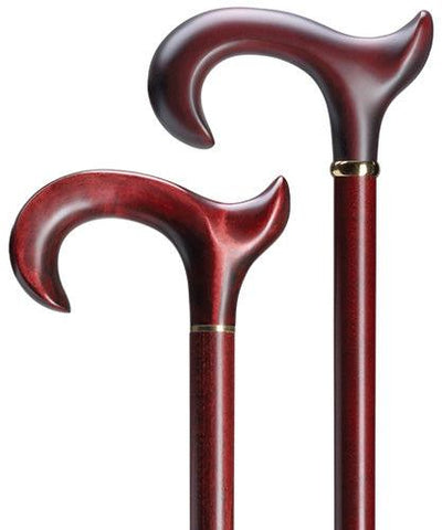 Anatomical RIGHT Walking Cane with Maple hardwood, Mahogany Finish, 42