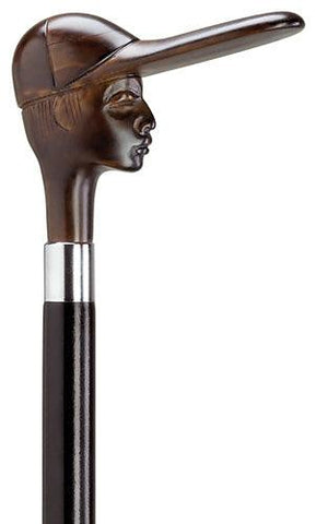 Horse Rider Jockey 'Red' Walking Stick, wood tone brown, black shaft 36