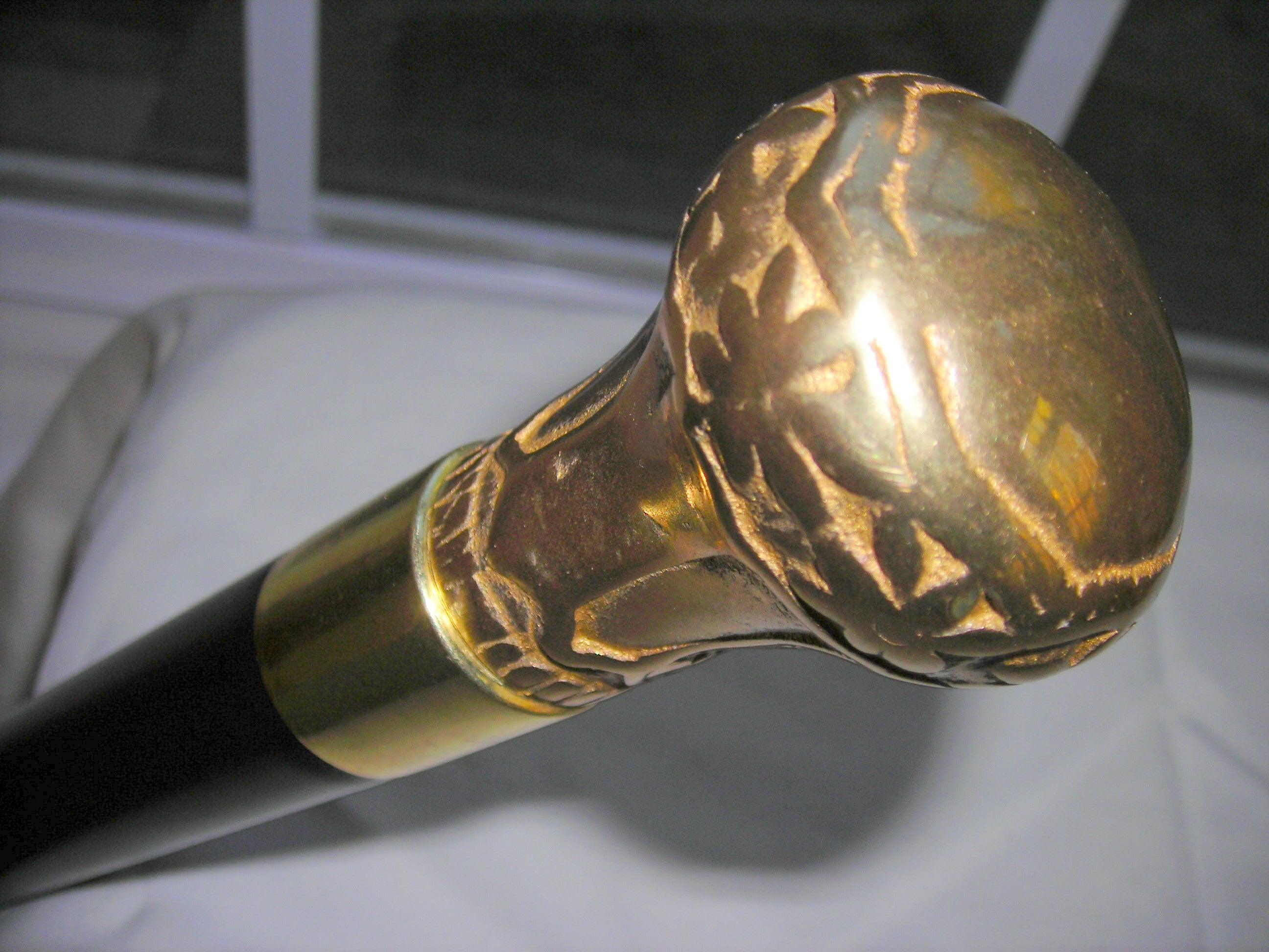 Elevate Your Style with the Regal Brass Knob Walking Stick, walnut brown 36" - Canes Galore