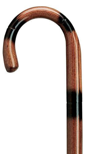 Stepped & Scorched 1" Crook, Walnut 36" - Canes Galore