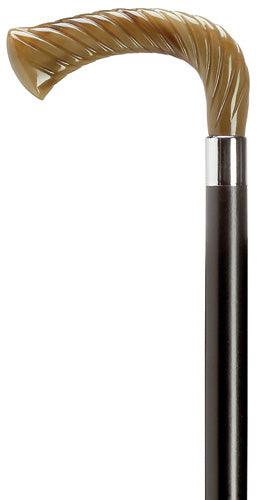 Horn Green "L" Unisex Rope Twist Walking Cane 36" - Canes Galore