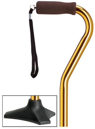 Able Tripod Base Offset Walking Cane, Gold 30-39", includes base - Canes Galore