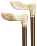 Marbled Palm Grip Walking Cane with walnut hardwood shaft, brass ring RIGHT XL 42