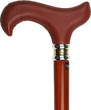 Burgundy Leather Derby handle, Padauk Wood shaft, 37.5" - Canes Galore
