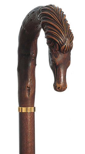 Cavallo, flowing mane mare, molded handle walking stick 36
