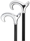 Bright Shiny Silver Chrome ergonomic RIGHT, black wood shaft 36