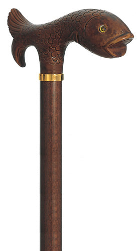 Trout, Fisherman's molded handle walking stick 36" - Canes Galore
