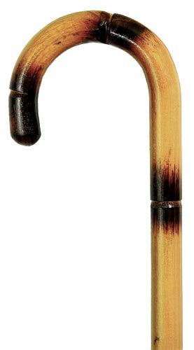 Natural Stepped & Scorched Chestnut Crook walking cane 36" - Canes Galore