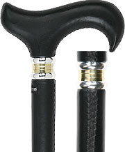 Black Leather Wrapped Derby, 37.5" - Canes Galore