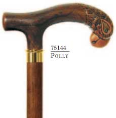 Polly the Parrot Bird, molded handle walking stick 36