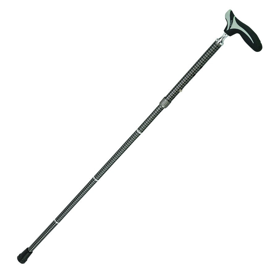 Black Over Molded Comfort Handle Adjustable Folding Walking Cane - Canes Galore