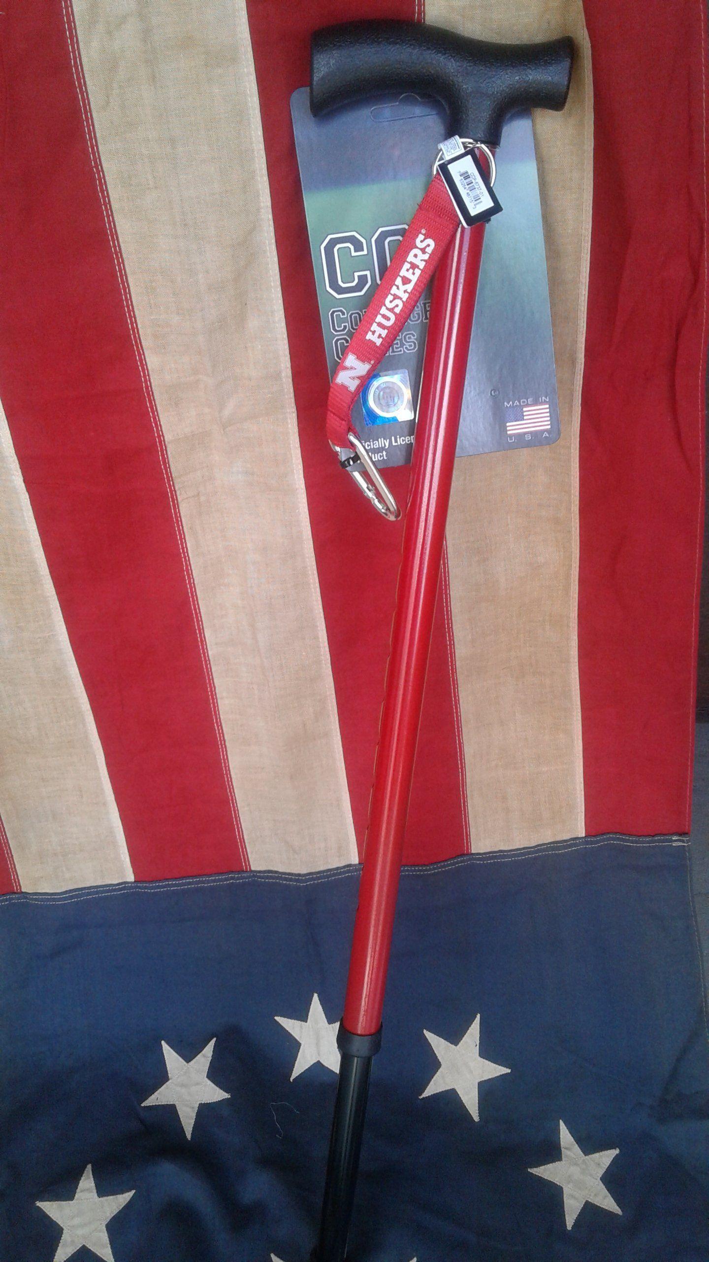 College Canes Nebraska Huskers Red Adjustable Cane with Strap - Canes Galore