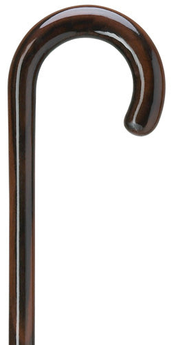 Genuine Clear Lacquered Ebony Wood Crook, men's 38