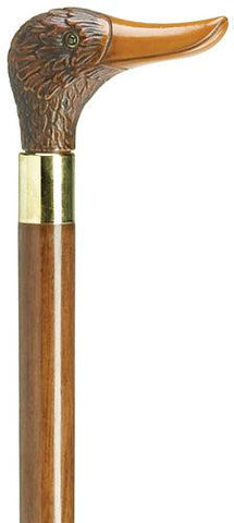 Translucent Duck Head Walking Cane, Ladies Brown on brown hardwood shaft 36