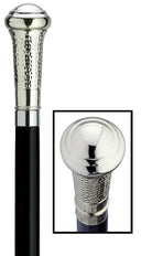 Formal Straight Black Walking Stick, Silver Nylon Cap 36 inch