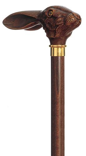 Jack the Hare Walking Stick | Molded Handle, Brown Hardwood 36" - Canes Galore - Canes Galore
