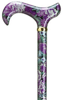 Purple Pansies Hardwood Derby Walking Cane for Ladies | 36
