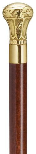 Elevate Your Style with the Regal Brass Knob Walking Stick, walnut brown 36" - Canes Galore