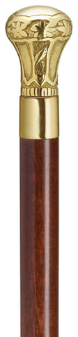 Regal Brass Knob Walking Stick, walnut brown 36