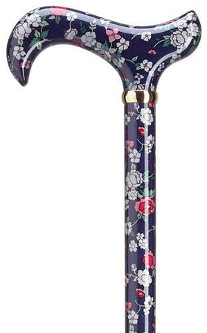 Calla Lily Blue Hardwood Derby Walking Cane 36