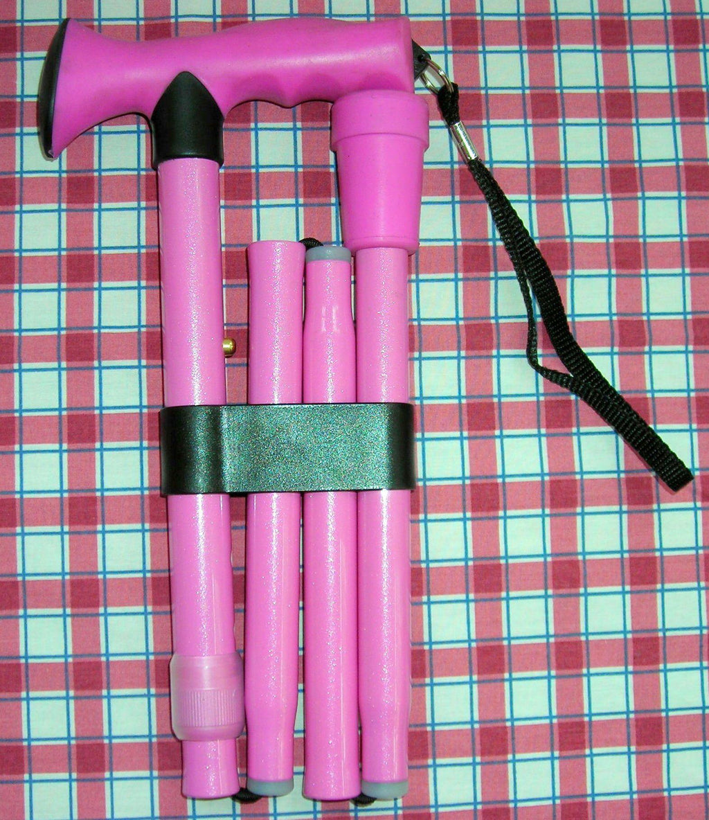 ERGONOMIC SOFT TOUCH HANDLE, LIGHT PINK FOLDING ADJ 32.5-36.5" - Canes Galore