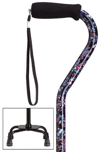 Blackberry Quad Walking Cane, Small base, 30-39" - Canes Galore