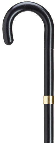 LADIES BLACK WOOD CROOK WITH GOLD PLATE BAND 36