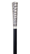 COMSTOCK TALL KNOB, silver plated handle, black wood shaft 36