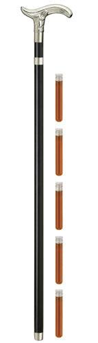 Flask Cane - Chrome Mermaid handle 'Brandy Bottle' Cane, 5 flasks 36