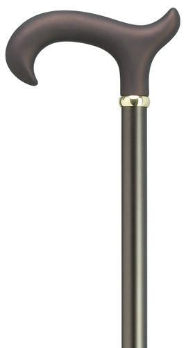 Soft Touch Ladies Brown Wide Handle Derby Walking Cane, straight adj 31-41" - Canes Galore