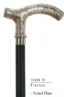 Firenze Nickle-plated Fritz Walking Stick, Black Shaft 36