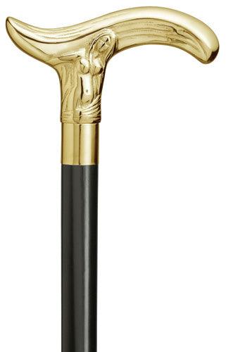 Fair Maiden Mermaid Brass Fritz Derby Walking Cane, 36" - Canes Galore
