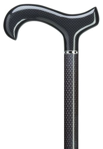 CARBON FIBER DERBY BLACK MESH HANDLE & SHAFT, MENS 37" - Canes Galore