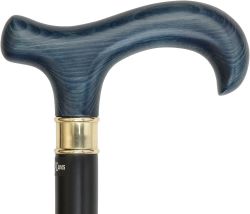 Blue Jeans Denim Wood Derby Walking Cane | Supports to 500 lbs, 42.5" - Canes Galore