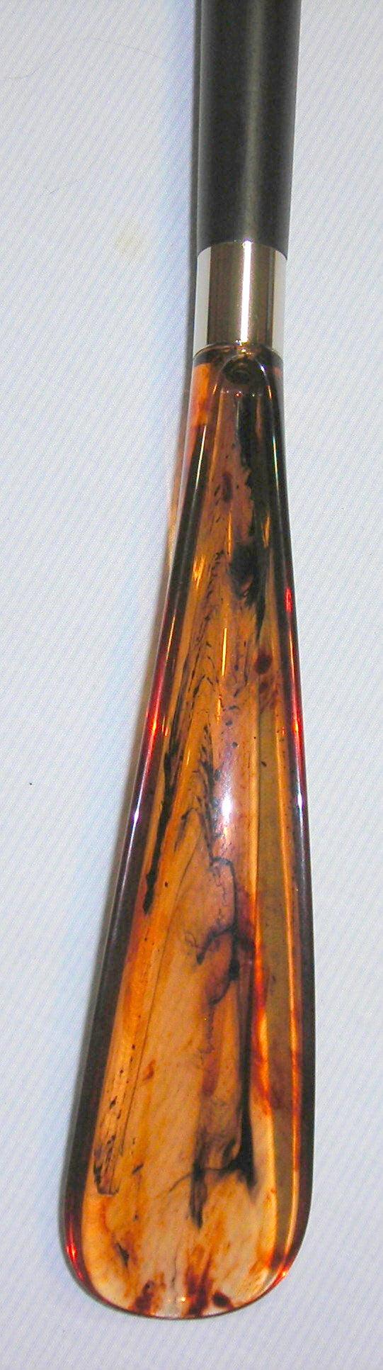 Silver Nickle Duck Head, Black Wood, Tortoiseshell Shoe Horn 22" - Canes Galore