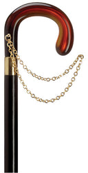 Ladies Crook Walking Cane with Gold Chain, Shell 36