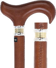 Brown Leather Wrapped Derby, 37.5" - Canes Galore