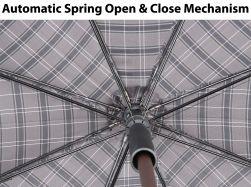 Plaid Umbrella Derby Adj Walking Cane w/ Auto Spring 34-36" - Canes Galore