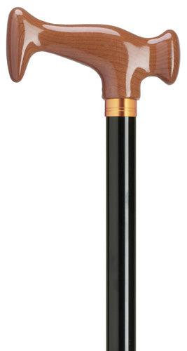 Light Maple Escort "J" Handle Telescoping Walking Cane Black Alum Shaft 30-39 - Canes Galore