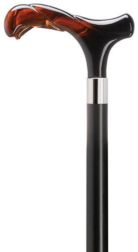 Unisex Rope Derby Walking Cane, Shell on Black Wood Shaft 36" - Canes Galore