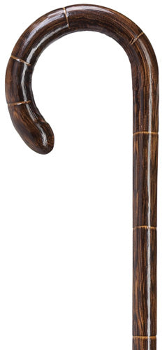 Solid Oak Scorched Stepped Crook Cane, Ladies 36