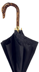 GREYHOUND Dog molded brown handle, black umbrella 36