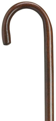 Walnut brown ash wood round nose 1" crook, 36" - Canes Galore