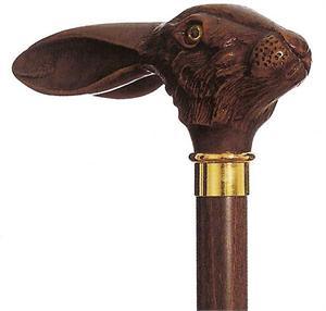Jack the Hare Walking Stick | Molded Handle, Brown Hardwood 36" - Canes Galore - Canes Galore